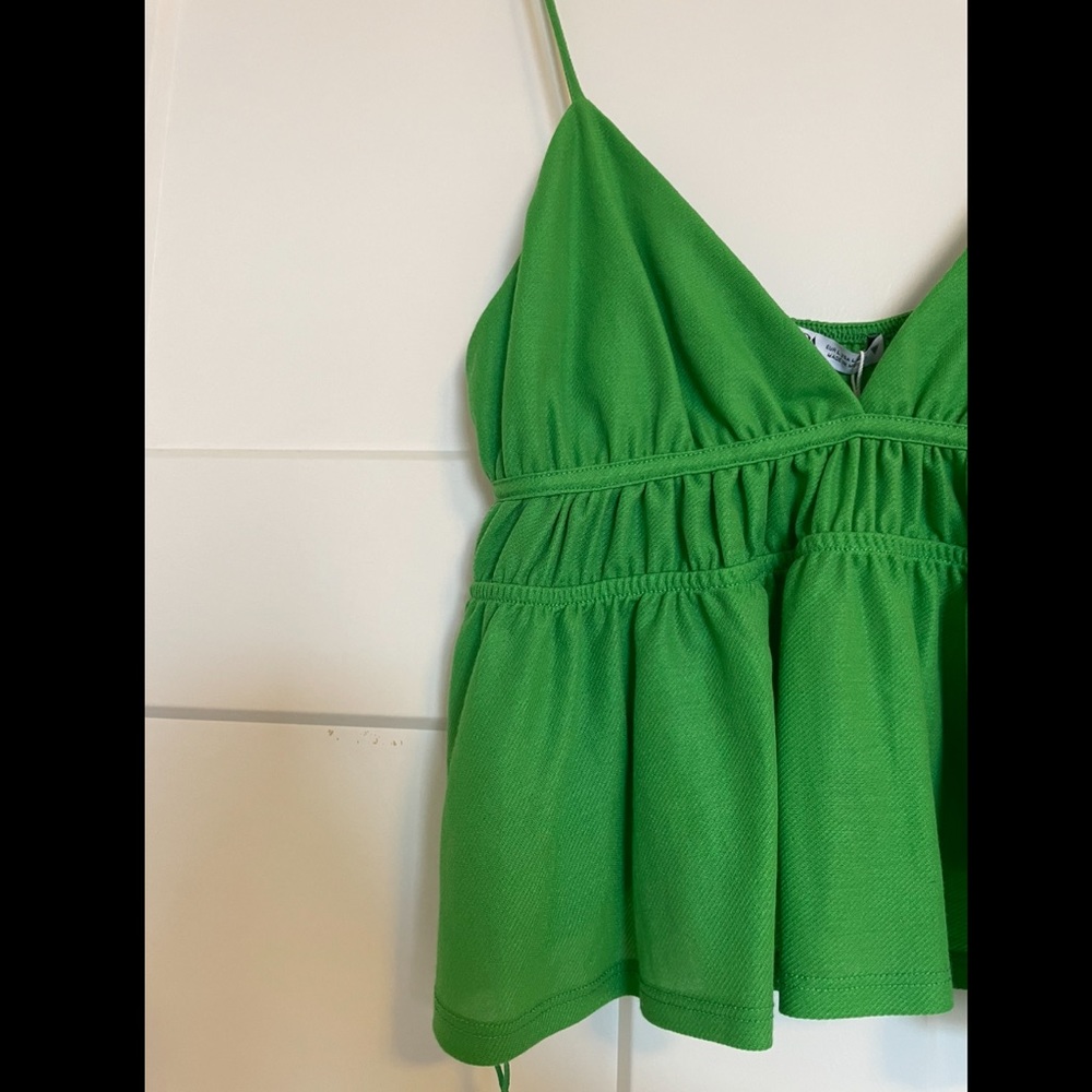 Zara Green Flare V Neck Tank Blouse